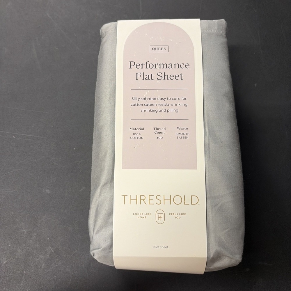 Queen 400 Thread Count Performance Flat Sheet Gray - Threshold: Cotton 28334